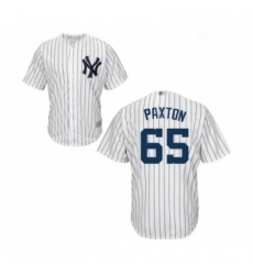 Mens New York Yankees 65 James Paxton Replica White Home Baseball Jersey 