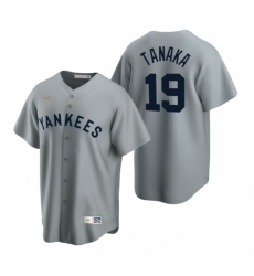 Mens Nike New York Yankees 19 Masahiro Tanaka Gray Cooperstown Collection Road Stitched Baseball Jerse