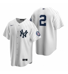 Mens Nike New York Yankees 2 Derek Jeter White 2020 Hall of Fame Induction Stitched Baseball Jerse