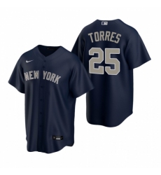 Mens Nike New York Yankees 25 Gleyber Torres Navy Alternate Stitched Baseball Jersey
