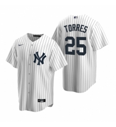 Mens Nike New York Yankees 25 Gleyber Torres White Home Stitched Baseball Jersey