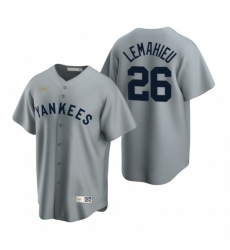 Mens Nike New York Yankees 26 DJ LeMahieu Gray Cooperstown Collection Road Stitched Baseball Jersey