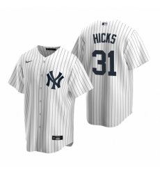 Mens Nike New York Yankees 31 Aaron Hicks White Home Stitched Baseball Jerse