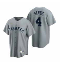 Mens Nike New York Yankees 4 Lou Gehrig Gray Cooperstown Collection Road Stitched Baseball Jerse