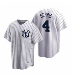 Mens Nike New York Yankees 4 Lou Gehrig White Cooperstown Collection Home Stitched Baseball Jerse