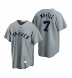 Mens Nike New York Yankees 7 Mickey Mantle Gray Cooperstown Collection Road Stitched Baseball Jerse