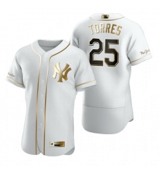 New York Yankees 25 Gleyber Torres White Nike Mens Authentic Golden Edition MLB Jersey