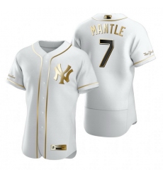New York Yankees 7 Mickey Mantle White Nike Mens Authentic Golden Edition MLB Jersey