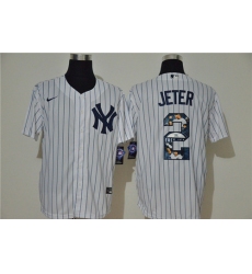 Yankees 2 Derek Jeter White Nike Cool Base Player Jersey