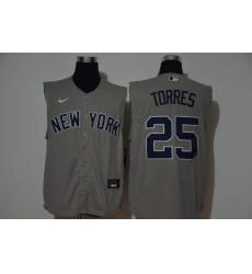 Yankees 25 Gleyber Torres Gray Nike Cool Base Sleeveless Jersey