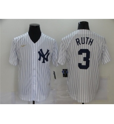Yankees 3 Babe Ruth White Nike Cool Base Jersey