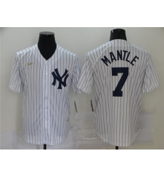 Yankees 7 Mickey Mantle White Nike Cool Base Jersey