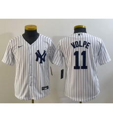 Women New York Yankees 11 Anthony Volpe White Cool Base Stitched Jersey