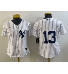 Women New York Yankees 13 Alex Rodriguez White Cool Base Stitched Jersey