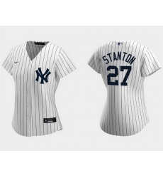 Women New York Yankees 27 Giancarlo Stanton White Cool Base Stitched Jersey  Run Small