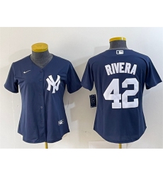 Women New York Yankees 42 Mariano Rivera Navy Stitched Baseball Jersey