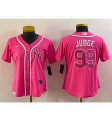 Women New York Yankees 99 Aaron Judge Pink Stitched Jersey 