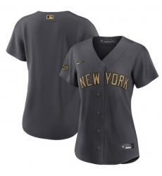 Women New York Yankees Blank 2022 All Star Charcoal Stitched Baseball Jersey 28Run Small 29