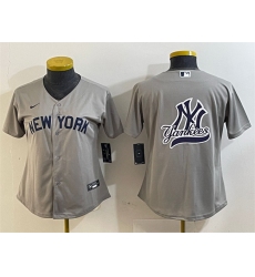 Women New York Yankees Gray Team Big Logo Cool Base Stitched Jersey 1