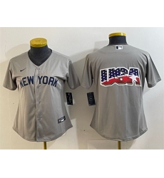 Women New York Yankees Gray Team Big Logo Cool Base Stitched Jersey 5