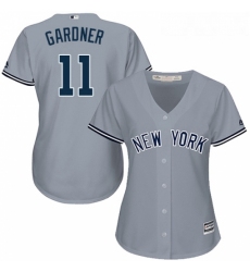 Womens Majestic New York Yankees 11 Brett Gardner Replica Grey Road MLB Jersey