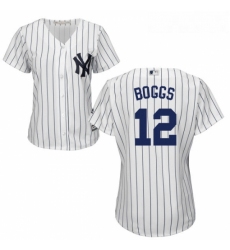 Womens Majestic New York Yankees 12 Wade Boggs Replica White Home MLB Jersey