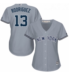 Womens Majestic New York Yankees 13 Alex Rodriguez Authentic Grey Road MLB Jersey