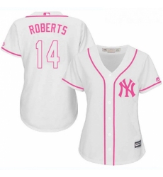 Womens Majestic New York Yankees 14 Brian Roberts Authentic White Fashion Cool Base MLB Jersey