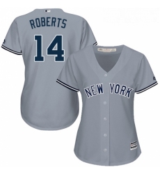 Womens Majestic New York Yankees 14 Brian Roberts Replica Grey Road MLB Jersey