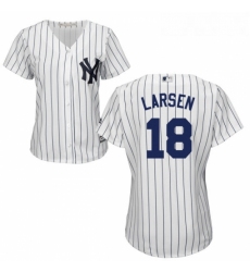 Womens Majestic New York Yankees 18 Don Larsen Authentic White Home MLB Jersey