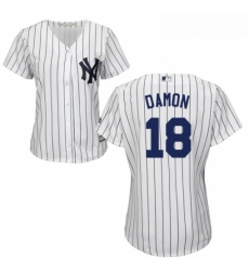 Womens Majestic New York Yankees 18 Johnny Damon Authentic White Home MLB Jersey