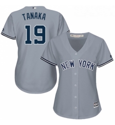 Womens Majestic New York Yankees 19 Masahiro Tanaka Authentic Grey Road MLB Jersey