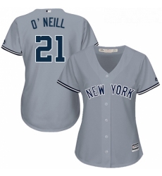 Womens Majestic New York Yankees 21 Paul ONeill Authentic Grey Road MLB Jersey