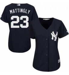 Womens Majestic New York Yankees 23 Don Mattingly Authentic Navy Blue Alternate MLB Jersey