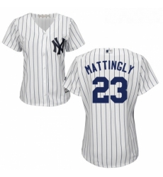 Womens Majestic New York Yankees 23 Don Mattingly Replica White Home MLB Jersey