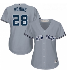 Womens Majestic New York Yankees 28 Austin Romine Authentic Grey Road MLB Jersey