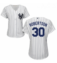 Womens Majestic New York Yankees 30 David Robertson Replica White Home MLB Jersey 