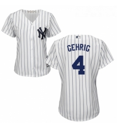 Womens Majestic New York Yankees 4 Lou Gehrig Authentic White Home MLB Jersey