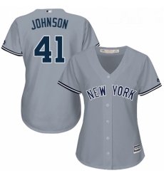 Womens Majestic New York Yankees 41 Randy Johnson Authentic Grey Road MLB Jersey