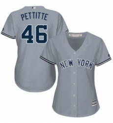 Womens Majestic New York Yankees 46 Andy Pettitte Replica Grey Road MLB Jersey