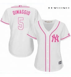 Womens Majestic New York Yankees 5 Joe DiMaggio Authentic White Fashion Cool Base MLB Jersey