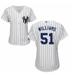 Womens Majestic New York Yankees 51 Bernie Williams Replica White Home MLB Jersey