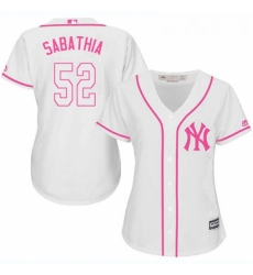 Womens Majestic New York Yankees 52 CC Sabathia Authentic White Fashion Cool Base MLB Jersey