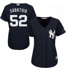 Womens Majestic New York Yankees 52 CC Sabathia Replica Navy Blue Alternate MLB Jersey
