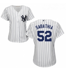 Womens Majestic New York Yankees 52 CC Sabathia Replica White Home MLB Jersey