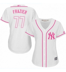 Womens Majestic New York Yankees 77 Clint Frazier Authentic White Fashion Cool Base MLB Jersey 