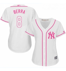 Womens Majestic New York Yankees 8 Yogi Berra Authentic White Fashion Cool Base MLB Jersey