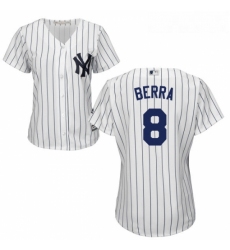 Womens Majestic New York Yankees 8 Yogi Berra Replica White Home MLB Jersey