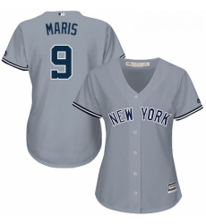 Womens Majestic New York Yankees 9 Roger Maris Replica Grey Road MLB Jersey