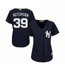 Womens New York Yankees 39 Drew Hutchison Authentic Navy Blue Alternate Baseball Jersey 